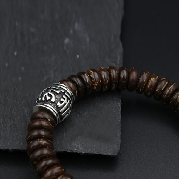 Natural Tibetan Coconut Shell Om Mani Padme Hum Positive Bracelet - 图片 13