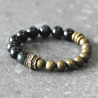 Buddha Stones Rainbow Obsidian Copper Bead Positive Transformation Bracelet - 图片 2