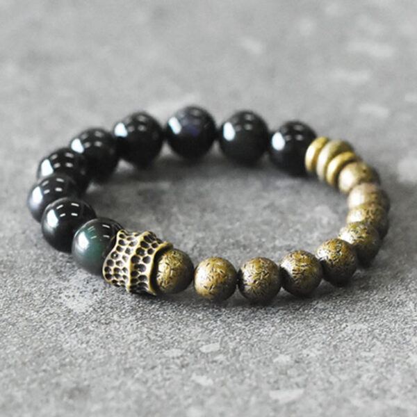 Buddha Stones Rainbow Obsidian Copper Bead Positive Transformation Bracelet - 图片 2
