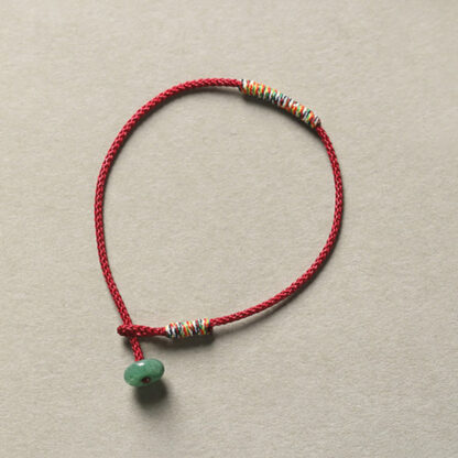 Tibetan Handmade Green Aventurine Luck Protection Braided Rope Bracelet - 图片 5