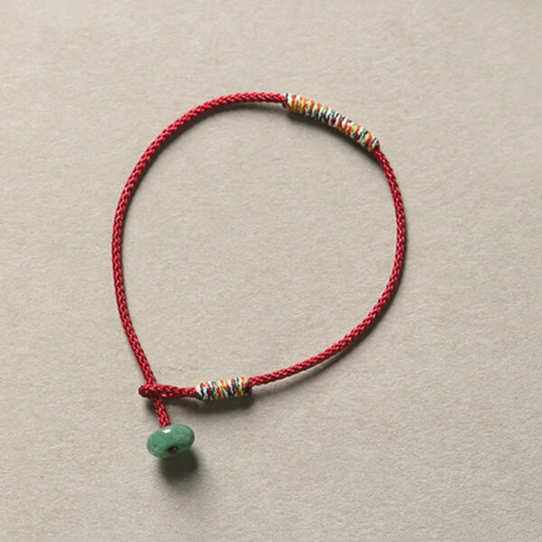 Tibetan Handmade Green Aventurine Luck Protection Braided Rope Bracelet - 图片 5