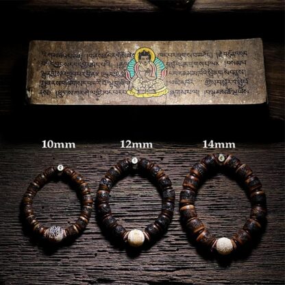 925 Sterling Silver Chinese Zodiac Natal Buddha Handmade Tibet Yak Bone Strength Bracelet - 图片 7