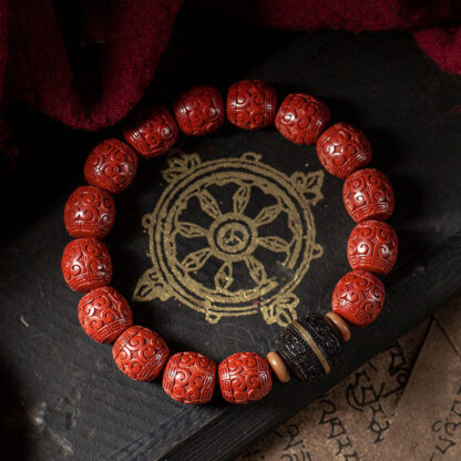 Buddha Stones Natural Cinnabar Ebony Calm Blessing Bracelet - 图片 11