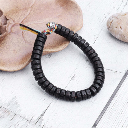 Buddha Stones Tibetan Coconut Shell Beads Engraved Om Mani Padme Hum Mantra Happiness Bracelet - 图片 3