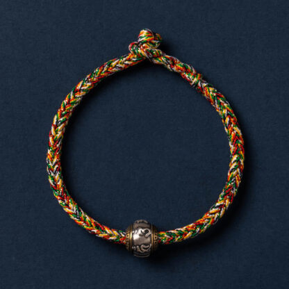 925 Sterling Silver Tibet Handmade Om Mani Padme Hum Luck Protection King Kong Knot Braided Bracelet - 图片 24