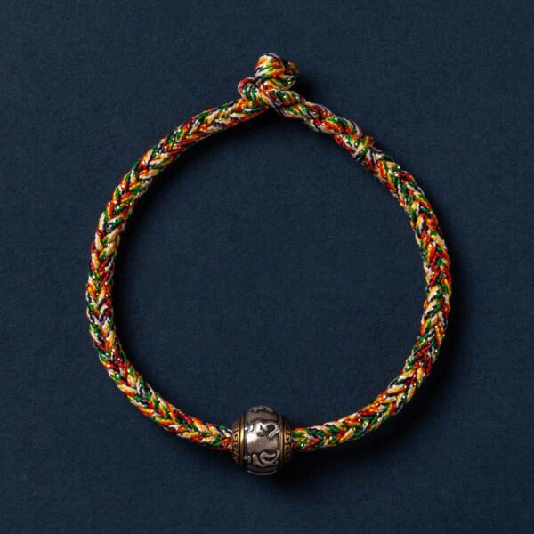 925 Sterling Silver Tibet Handmade Om Mani Padme Hum Luck Protection King Kong Knot Braided Bracelet - 图片 24