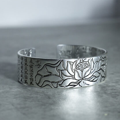 Buddha Stones Tibetan Lotus White Copper Luck Bracelet - 图片 6
