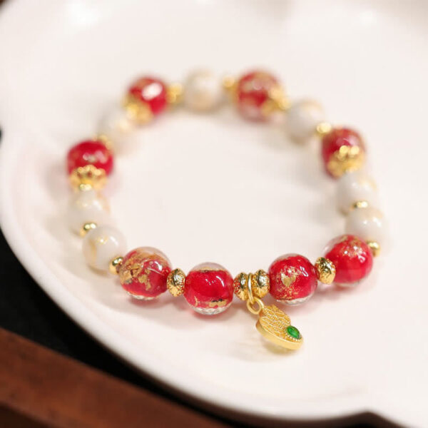 Gourd God Of Wealth Charm Fortune Liuli Glass Bead Incense Ash Porcelain Bead Bracelet - 图片 5