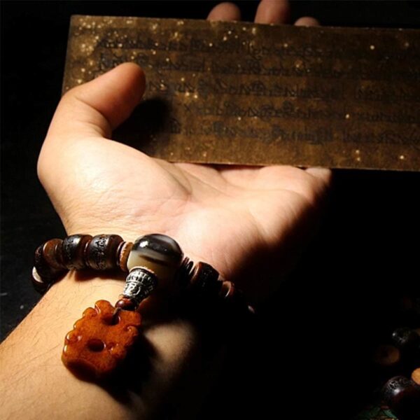 Tibetan Yak Bone Dzi Bead Turquoise Keep Away Evil Spirits Bracelet - 图片 13