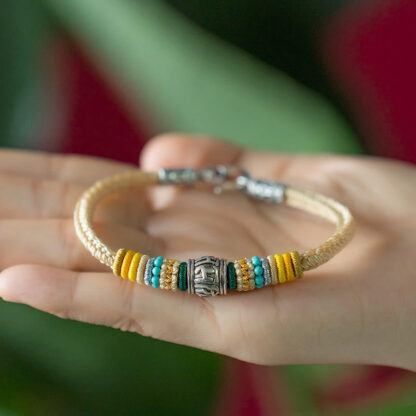 Handmade 925 Sterling Silver Tibetan Om Mani Padme Hum Purity Braided Bracelet - 图片 6