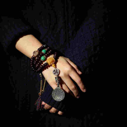Tibet 108 Mala Beads Purple Bodhi Seed Bagua Vajra Auspiciousness Bracelet - 图片 6