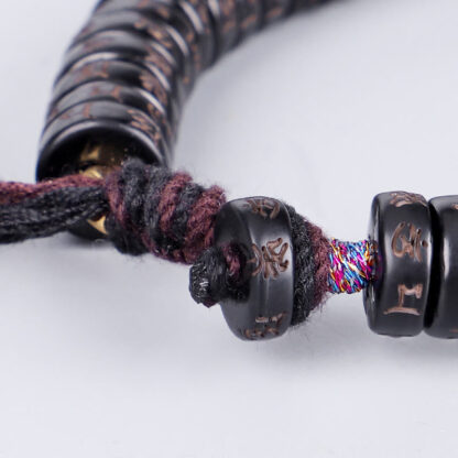Buddha Stones Tibetan Coconut Shell Beads Engraved Om Mani Padme Hum Mantra Positive String Bracelet - 图片 4