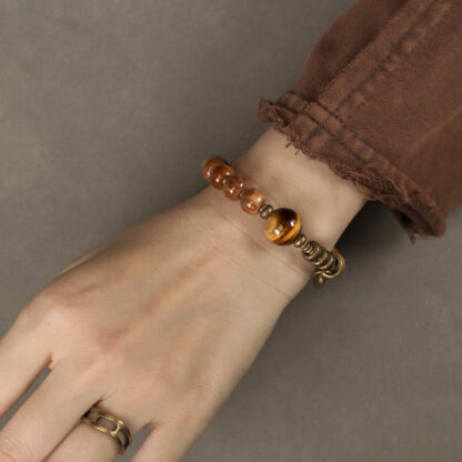 Kuka Seed Tiger Eye Gold Sheen Obsidian Copper Wealth Luck Bracelet - 图片 6