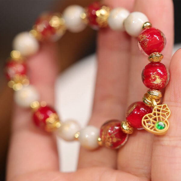 Gourd God Of Wealth Charm Fortune Liuli Glass Bead Incense Ash Porcelain Bead Bracelet - 图片 4