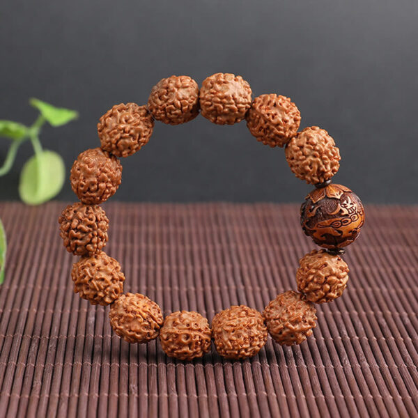Tibet Rudraksha Bodhi Seed PiXiu Copper Coin Wealth Luck Bracelet - 图片 8