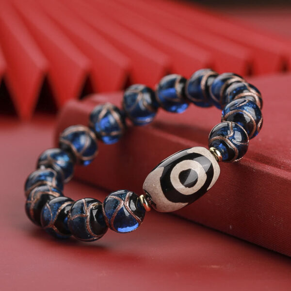 Tibetan Nine-Eye Dzi Bead Three-eyed Dzi Bead Liuli Glass Bead Wealth Bracelet - 图片 19
