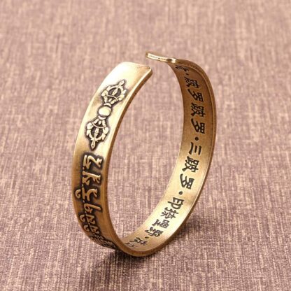 Buddha Stones Tibetan Mahāpratisarā Mantra Sanskrit Copper Brass Healing Bracelet Bangle - 图片 4