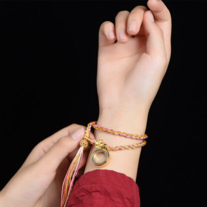 Buddha Stones Tibetan Handmade Luck Colorful String Single Double Wrap Braided Bracelet - 图片 3