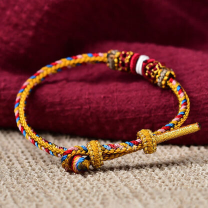 Buddha Stones Handmade Dunhuang Color Luck Braid String Bracelet - 图片 8