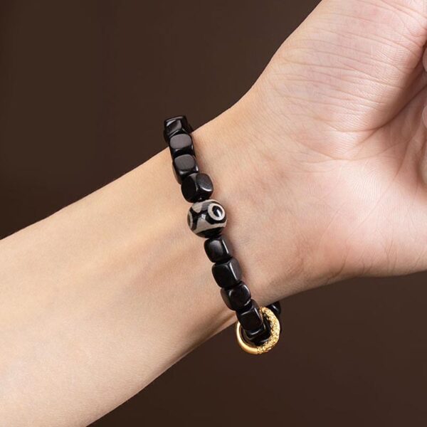 Tibetan Ebony Wood Dzi Bead Balance Calm Bracelet - 图片 8