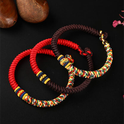 Buddha Stones Tibetan Handmade Multicolored Thread King Kong Knot Strength Braid String Bracelet - 图片 2