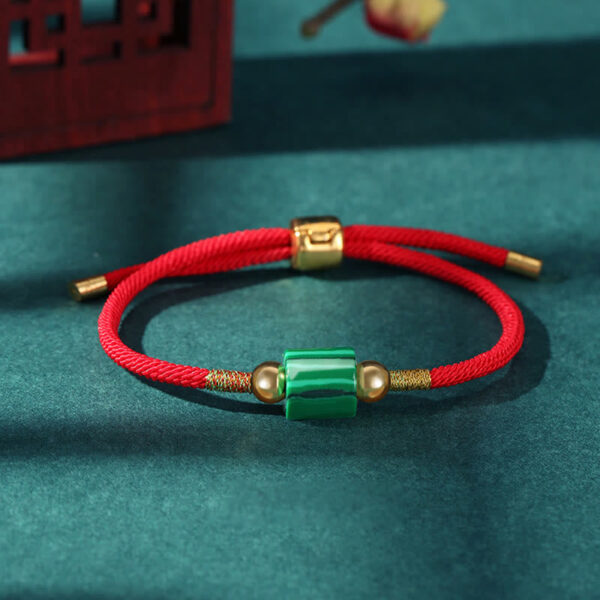 Tibet Handmade Green Aventurine Red Stone Malachite Luck Protection Braided Rope Bracelet - 图片 17