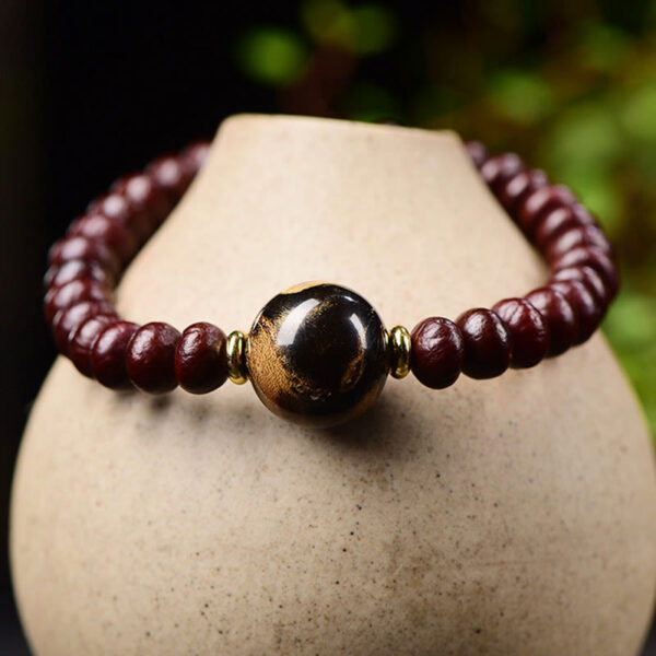 Natural Tibetan Purple Bodhi Seed Bead Harmony Bracelet - 图片 3