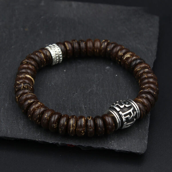 Natural Tibetan Coconut Shell Om Mani Padme Hum Positive Bracelet - 图片 11