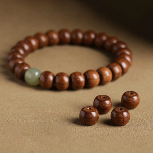 Natural Abelia Biflora Wood Hetian Jade Bamboo Bead Warding Off Evil Spirits Bracelet - 图片 11