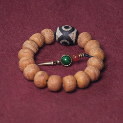 Buddha Stones Tibet Bodhi Seed Dzi Bead Peace Charm Wrist Mala Bracelet - 图片 8