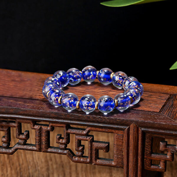 Gold Swallowing Beast Family Charm Luminous Fluorescent Liuli Glass Bead Success Bracelet - 图片 29