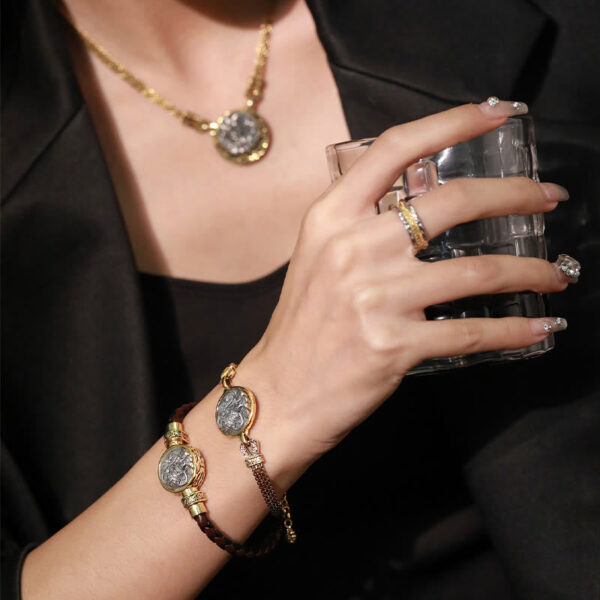 Tibetan 925 Sterling Silver Zakiram Goddess of Wealth Blessing Protection Bracelet - 图片 10