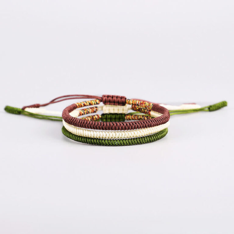 Buddha Stones 3Pcs Tibetan Handmade Multicolored Luck King Kong Knot Auspiciousness Bracelet - 图片 5