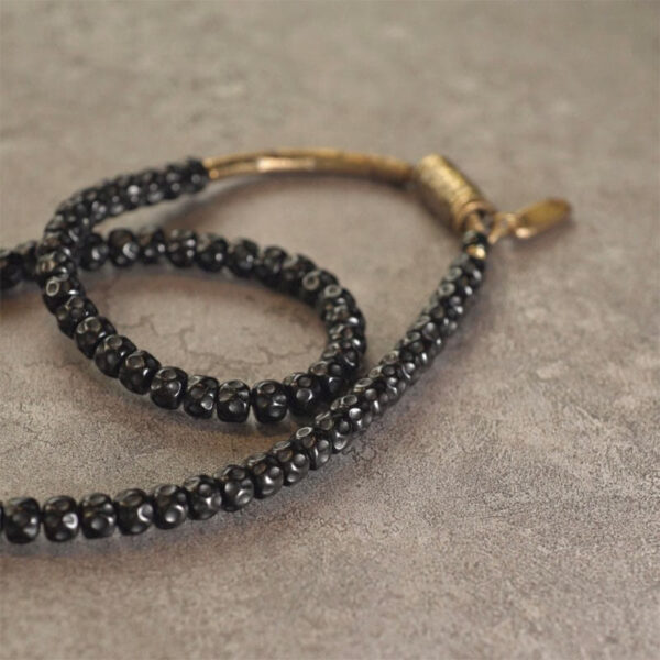 Retro Coconut Shell Copper Happiness Triple Wrap Bracelet - 图片 8