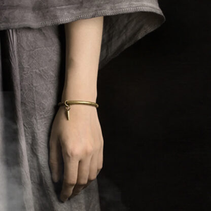 Buddha Stones Lava Rock Stone Copper Balance Cuff Bracelet Bangle - 图片 14