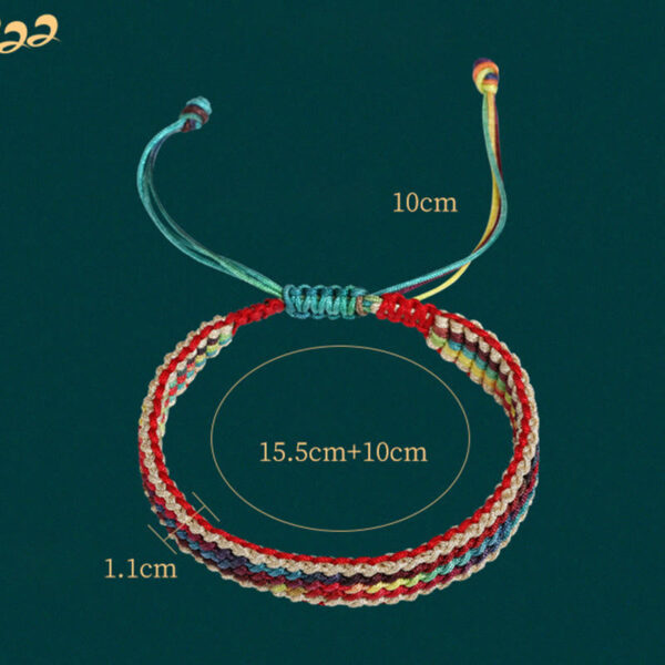 Buddha Stones Tibet Handmade Rainbow Multicolored Protection Braided String Bracelet - 图片 12