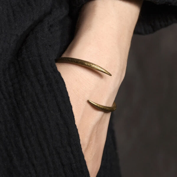 Buddha Stones Simple Design Copper Luck Adjustable Cuff Bracelet - 图片 2
