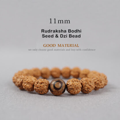Buddha Stones Tibet Rudraksha Bodhi Seed Dzi Bead Amber Turquoise Wealth Bracelet - 图片 18
