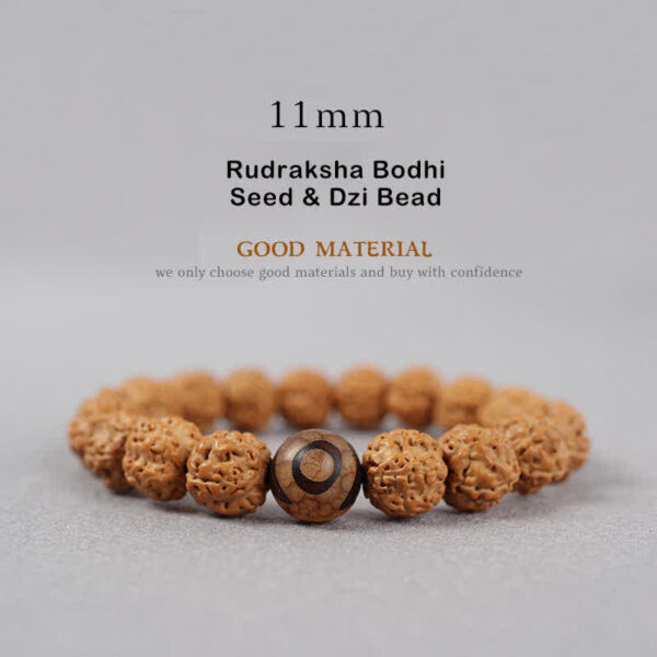 Buddha Stones Tibet Rudraksha Bodhi Seed Dzi Bead Amber Turquoise Wealth Bracelet - 图片 18