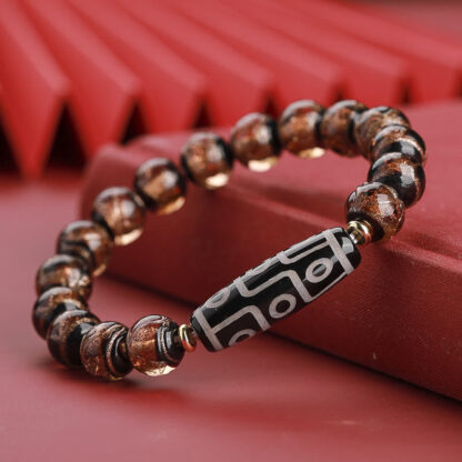 Tibetan Nine-Eye Dzi Bead Three-eyed Dzi Bead Liuli Glass Bead Wealth Bracelet - 图片 15