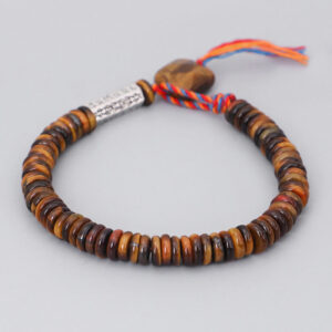 Buddha Stones Tibetan Tiger Eye Om Mani Padme Hum Protection Power Bracelet