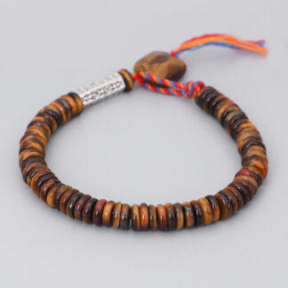 Buddha Stones Tibetan Tiger Eye Om Mani Padme Hum Protection Power Bracelet