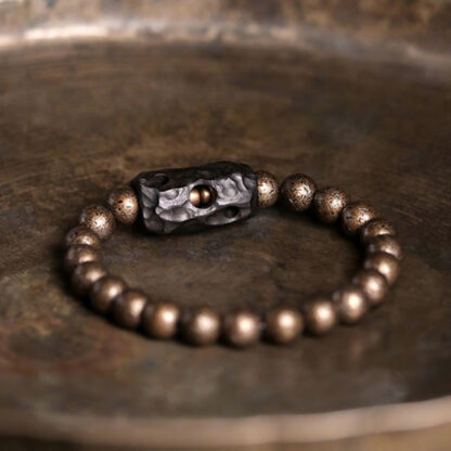 Tibet Ebony Wood Copper Peace Balance Beaded Bracelet - 图片 7