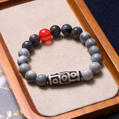 Tibetan Nine-Eye Dzi Bead Picasso Jasper Positive Bracelet - 图片 2