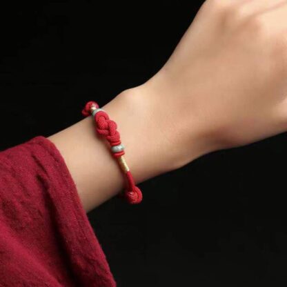 Buddha Stones Red String Jade Luck Fortune Knot Braided String Bracelet - 图片 2
