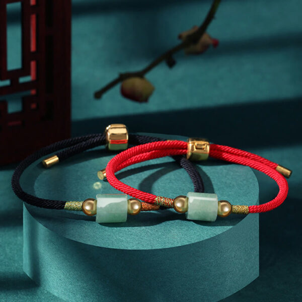Tibet Handmade Green Aventurine Red Stone Malachite Luck Protection Braided Rope Bracelet - 图片 13