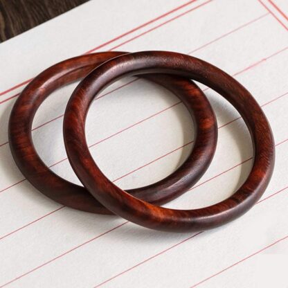 Buddha Stones Tibetan Small Leaf Red Sandalwood Ebony Green Sandalwood Protection Bracelet Bangle - 图片 5