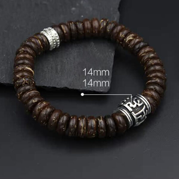 Natural Tibetan Coconut Shell Om Mani Padme Hum Positive Bracelet - 图片 21
