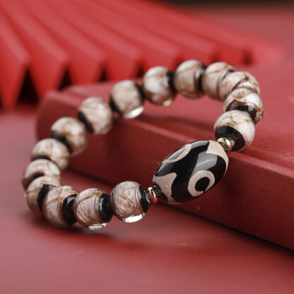 Tibetan Nine-Eye Dzi Bead Three-eyed Dzi Bead Liuli Glass Bead Wealth Bracelet - 图片 20
