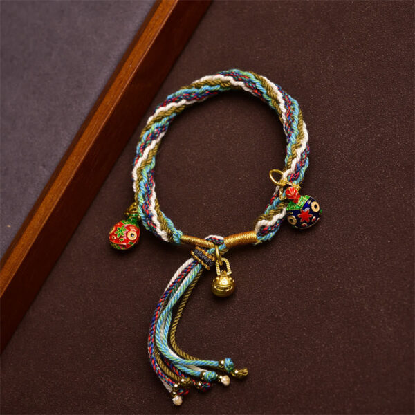 Handmade Gold Swallowing Beast Family Healing Reincarnation Knot Braid Bracelet - 图片 4